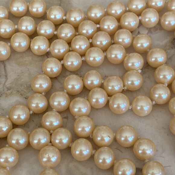 Vintage Majorica Pearls Opera Length Sterling Silver Clasp Rare - Picture 4 of 10